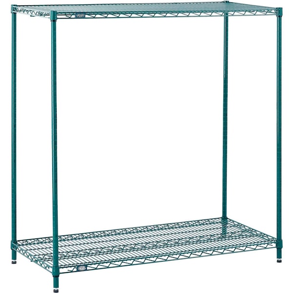 Global Industrial Nexel 2 Tier Wire Shelving Add-On Unit, Poly-Green, 24W x 18D x 34H B3050160 - main